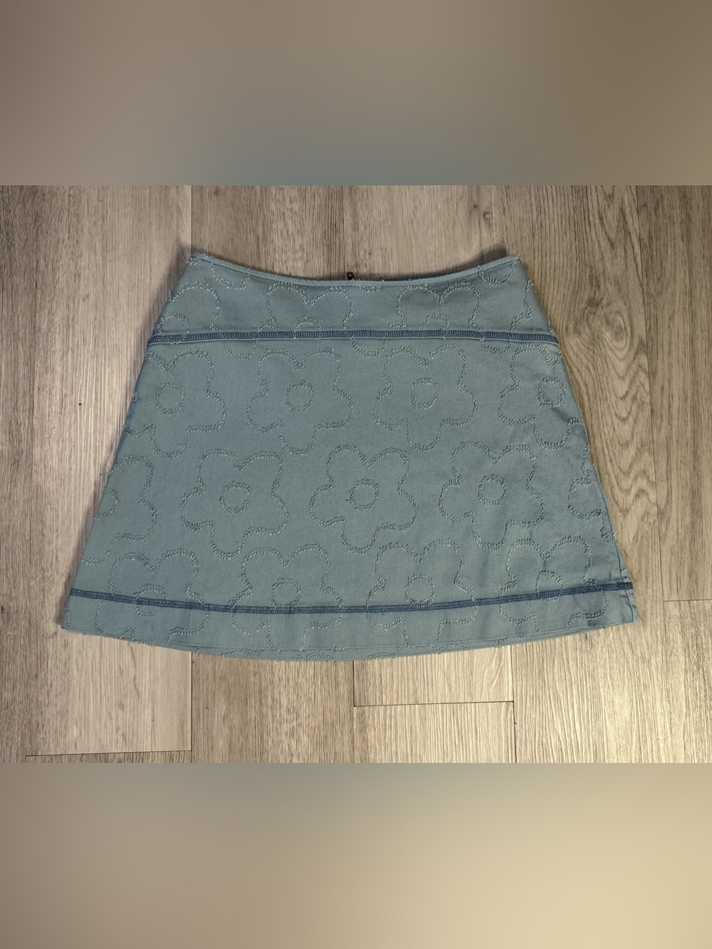 Urban Outfitters UO Sunny Distressed Mini Skirt Sky Blue Small